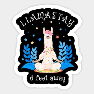 Llamastay 6 Feet Away Llama Yoga Social Distancing Sticker